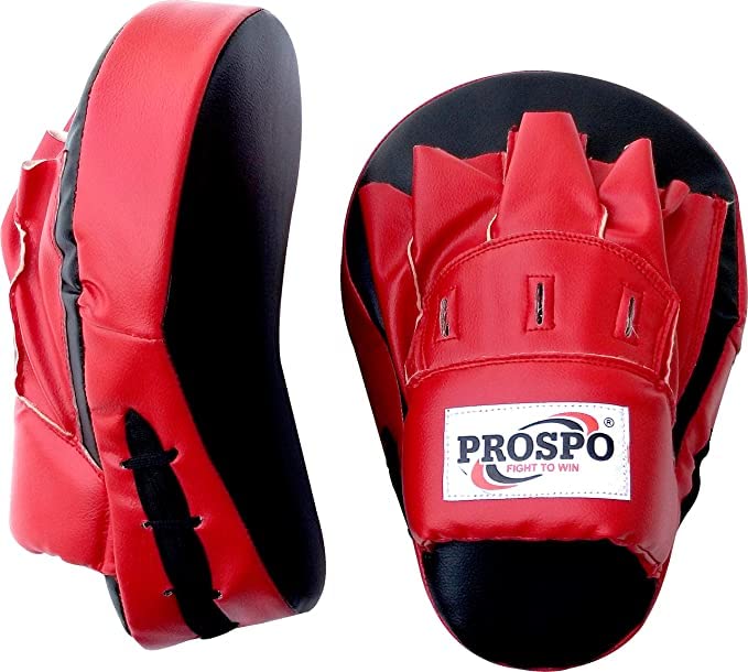 Image of Prospo Curved Focus Pads /Punching Mitts for Boxing /MMA /Muay Thai /Kickboxing /Karate /TAEKWANDO (Red-Black)