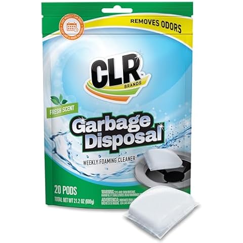 CLR Garbage Disposal Cleaner and Deodorizer Pods, 20 Count, Fresh Scent Foaming Drain Odor Eliminator - 5 Month Supply Cover