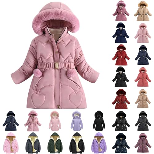 Girls Winter Dress Coat Hooded Fleece Jacket Kids Warm Puffer Peacoat Waterproof Fuzzy Trench Snow Woolen Hoodies - Main Image