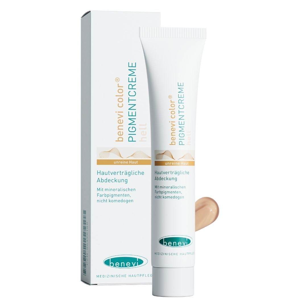 benevi Pigmentcreme 2 x 20 ml zum gezielten Abdecken von Rötungen, Pickeln, Unreinheiten oder als Make Up Ersatz. Kaschiert zuverlässig erweiterte und rote Äderchen bei Couperose & Rosacea (hell)