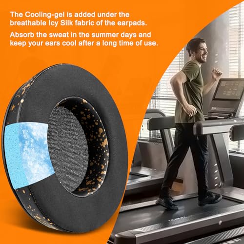 Image of SOULWIT Cooling-Gel Ear Pads Cushions Replacement, for Razer Kraken 2019 /Tournament Edition /Ultimate /Kitty, Earpads for Nari /Essential /Ultimate, Kraken X /V3 X Headset - Black Gold