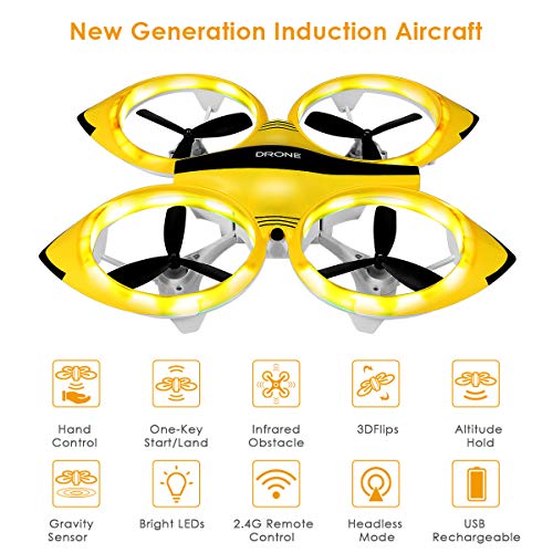 Mini Drone, Upgraded Hand Control Drones Easy to Fly Even to Kids and Beginners Helicopter Quadcopter with Infrared Obstacle Avoidance 3D Flips LED Throw to Fly Altitude Hold Boy Toys Drone