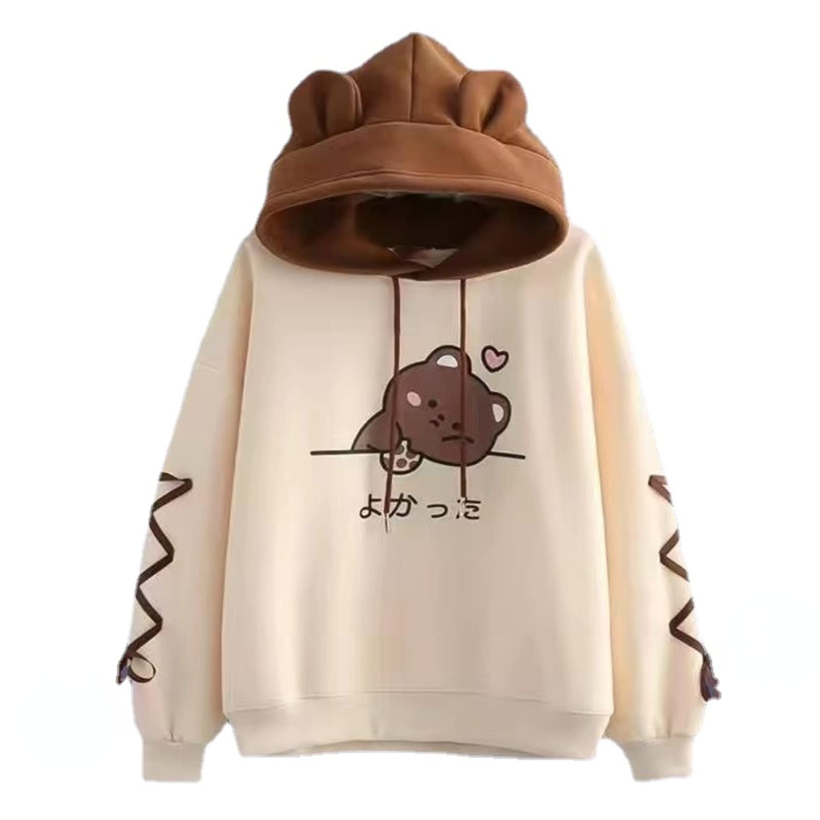 KOWVOWZCute Boba Bear Ear Hoodies Back to School Clothes for Teen Girls Teenagers Tops Sweatshirt Trendy Aesthetic 8 10 12 (Bear Ear, M, Unisex, US, Alpha, Adult, Medium, Regular, Regular)
