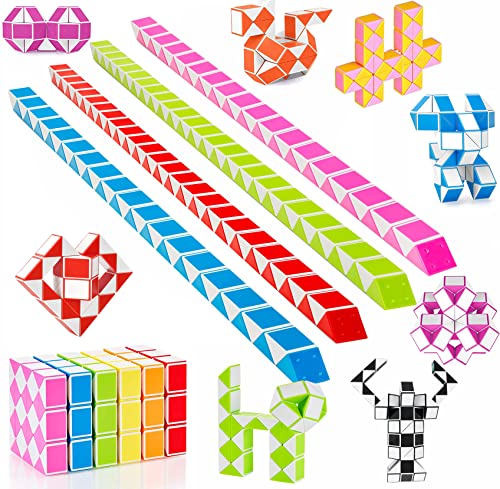 Regalo para cumpleaños infantil, 12 unidades, 48 bloques, serpientes mágicos, juguetes para niños, juego de serpientes mágicos, regalo para el día de los niños, juguetes para niños y niñas Cover