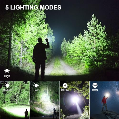 Rechargeable Flashlights 99000 High Lumens 2 Pack, Led Super Bright Flashlight with 5 Modes & IPX7 Waterproof, 15H Running Time, High Powered Flash Light for Home Camping Home Emergencies - Image 7