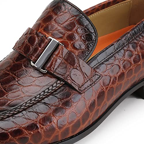 Image of Premium Dress Shoes for Men, Classic Alligator Printed Business Leather Dress Slip on Loafer Shoes for Mens