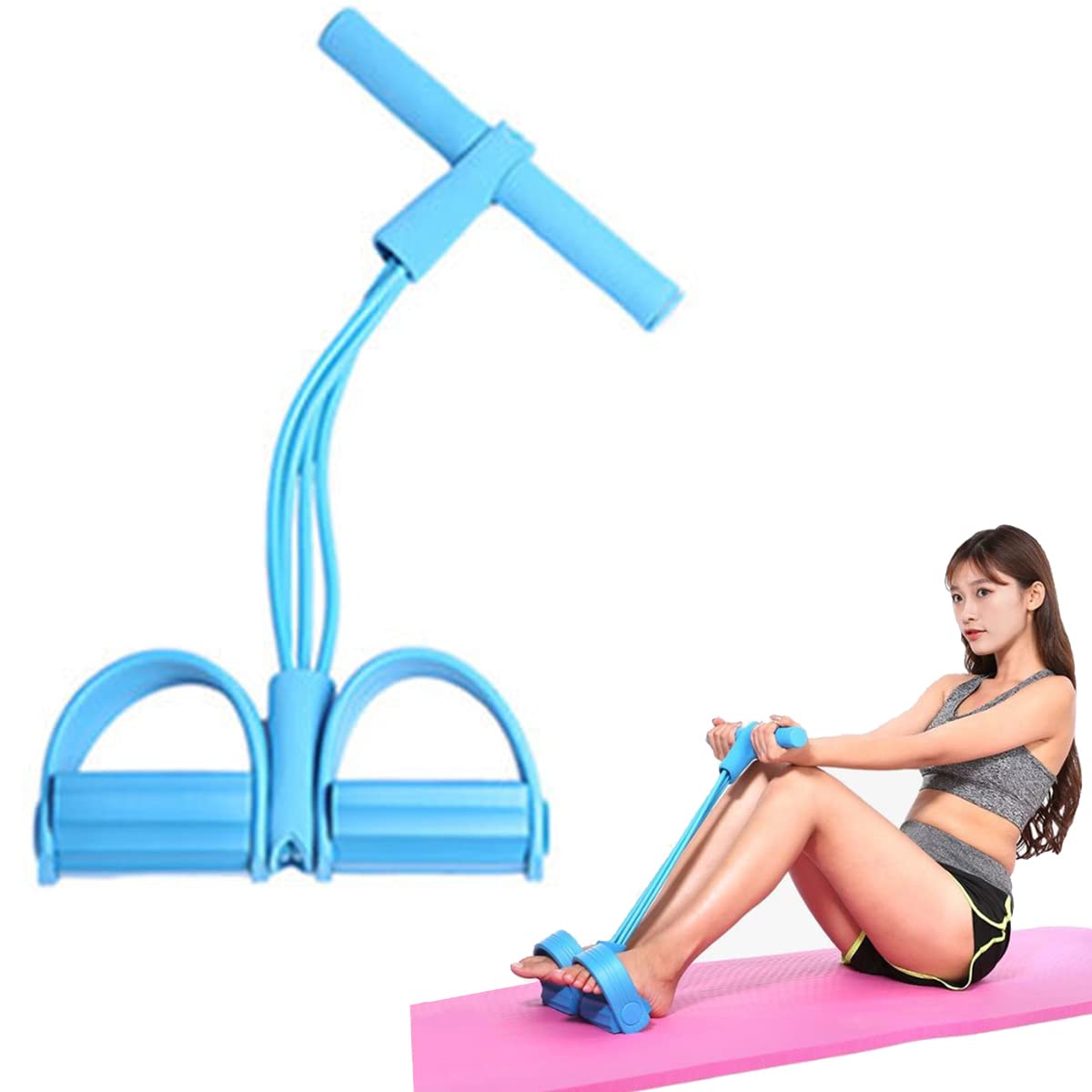 21 Fitness Resistance Bands-4 Tube Pedal Ankle Puller, 2025 New Elastic Yoga Pedal Puller Stretch Band for Exercise, AB Training Auxiliary Device Sit