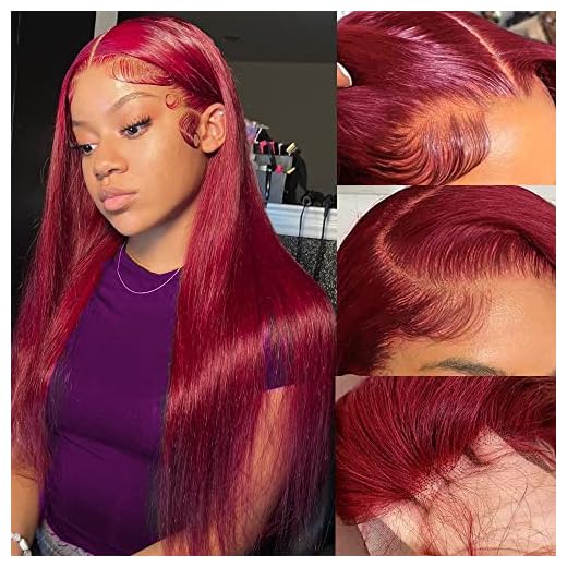 26 Inch 99J Burgundy Lace Front Wigs Human Hair 13x4 99j Straight Human Hair Wig for Women 150% Density 99j Transparent Hd Lace Frontal Wig Natural Hairline Wine Red Wig Pre Plucked with Baby Hair Glueless Wigs