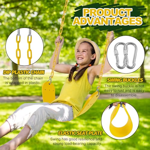 Image of Swings Set - 2-Pack Suitable for Kids and Adults, Comes with Hooks & Chains, Perfect for Backyard