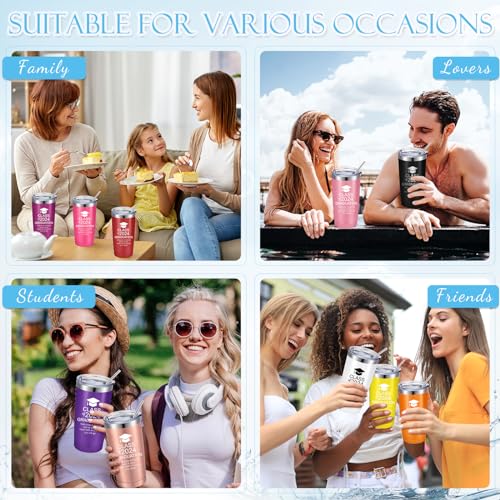 Patelai-18-Pcs-Class-of-2024-Graduation-Tumbler-Graduation-Gifts-for-Her-Teacher-Friends-Graduates-20-oz-Graduation-Cups-High-School-College-Graduation-Water-Bottle-Mug-with-Lid-Straws-Multicolor