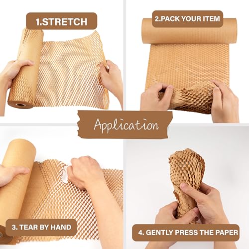 Ready-Roll-Packaging-Paper-12-x-33-Honeycomb-Cushioning-Wrap-Perforated-Packing-1-Rolls-Honeycomb-Wrap-Roll-Packing-Honeycomb-for-Packing-Moving-void-fill-paper