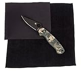 Spyderco Paramilitary 2 Camo G-10 Black Blade Tactical Knife w/Premium Microfiber Knife Cloths for Cleaning and Polishing. Great Gifts for Men!