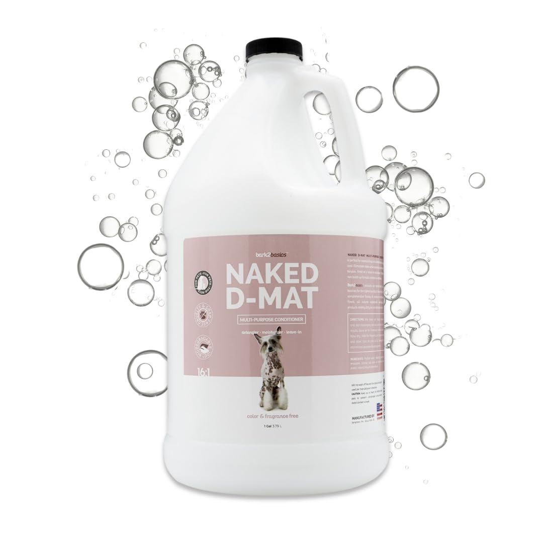 Bark2Basics Naked D-Mat Dog Conditioner, Gallon - Naturally Derived Ingredients, No Fragrance and Color, Gentle, Aids in Detangling, Dematting, and Eliminates Static, No Additives, Professional Grade