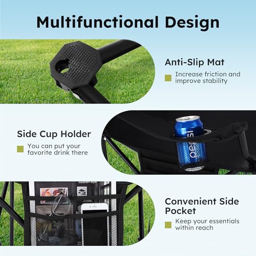 ALPHA CAMP Camping Chair 2 Pack Portable Chair with 3-Can Cooler Folding Chair with Side Pocket and Cup Holder の商品画像 6