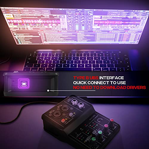 Mini 2 Channel Audio Dj Mixer Console Interface With 48V Phantom Power Combo Jack Microphone/Guitar Xlr+6.35Mm, 3.5Mm Stereo In, Headphone Jack For Studio Live Show,Party Recording #TOP6