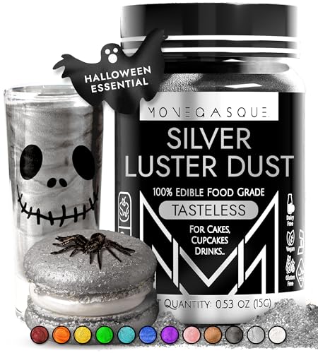 MONÉGASQUE Silver Edible Glitter for Drinks &amp; Cakes, Luster Dust, 15g