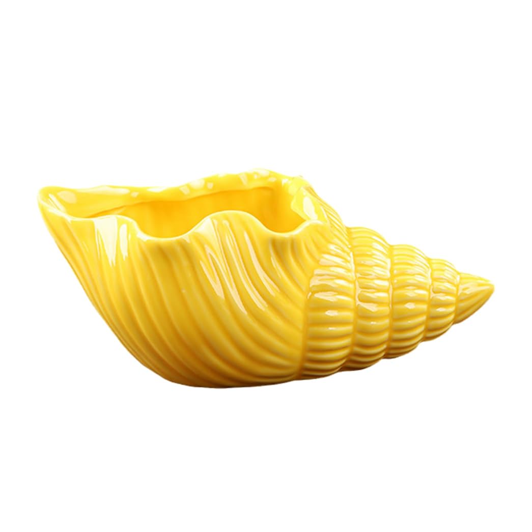 GVILTY Poschetti per Sigarette in Ceramica per All'aperto al Chiuso, Tavolo da Tavolo da Posacenere a Forma di Conchiglia per Sigarette, Tavolo Decorativo Posacenere Top Yellow
