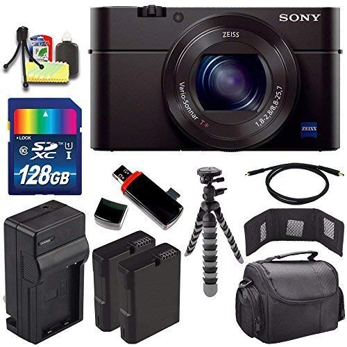 Sony Cyber-shot DSC-RX100M3 Digital Camera + Extra battery + Charger + 128GB Bundle 9 - International Version (No Warranty)