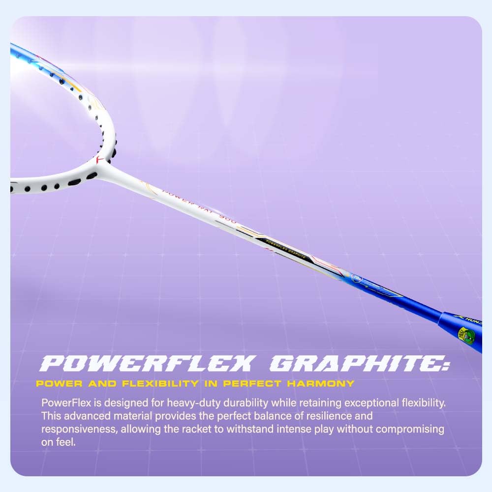 HUNDRED Power Ray 900 Racchetta Da Badminton In Carbonio - 79g, Pre-incordata, Tensione Max 14,5 Kg, Copertura Inclusa, Unisex Adulto