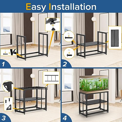 Image of TOCRETOARE Fish Tank Stand 40 Gallon, Metal Aquarium Stand 36.5 inch L x 18.5 inch W*29.5 inchH, Double-Layer Storage Design, Suitable for Home and Office Use, 660LBS Capacity, Black (Tank not Included)