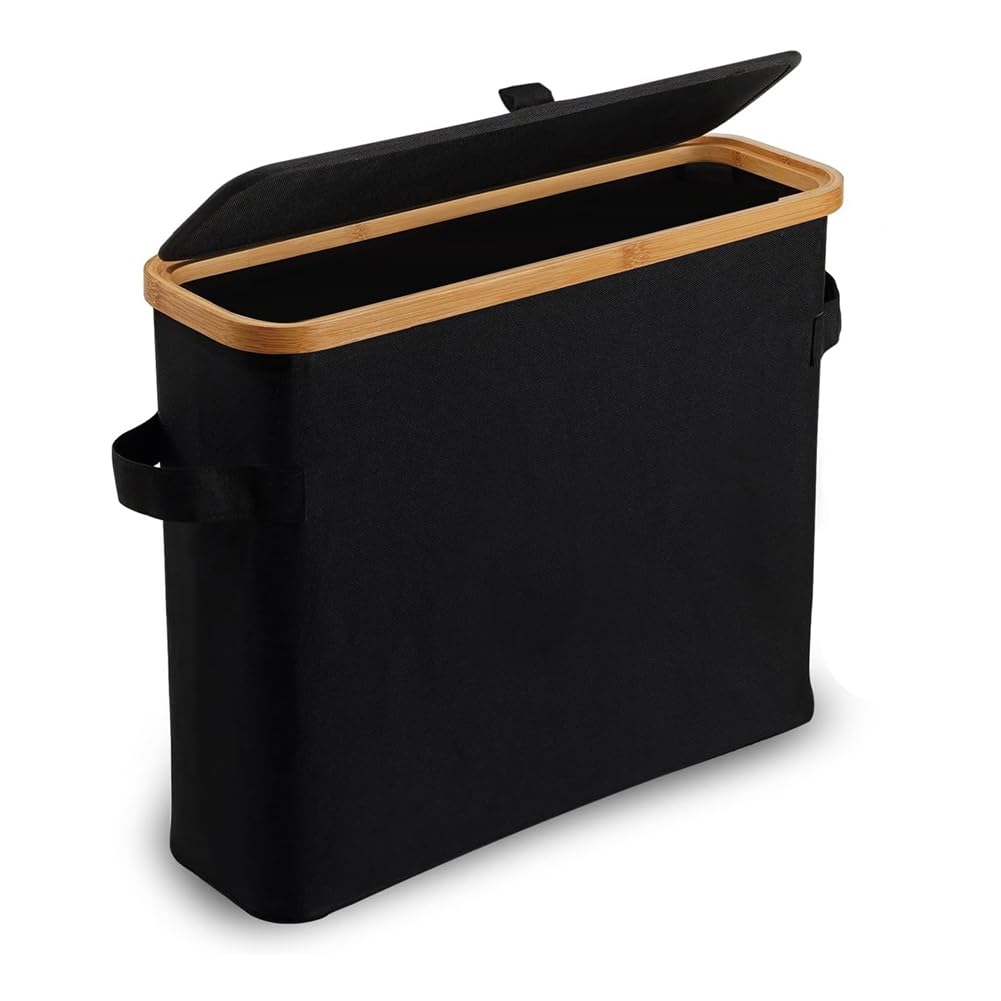 CTRLZS Bamboo Toilet Paper Storage Toilet Paper Stand with Bamboo Lid for Restroom Closet Bathroom Black