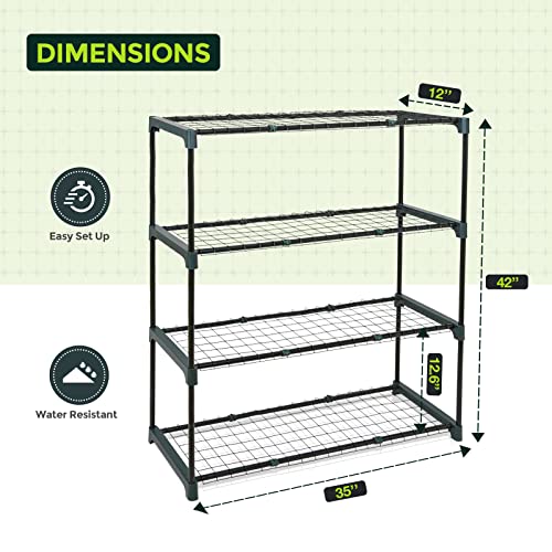 Image of EAGLE PEAK Greenhouse Shelving Staging Double 4 Tier, Outdoor /Indoor Plant Shelves, 35 inchx12 inchx42 inch, Green