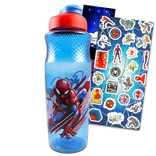 Marvel Spiderman Bouteille d'eau – Ensemble de gobelets Spiderman avec bouteille d'eau Sullivan de 887 ml avec autocollants et plus encore (tasse à eau Spiderman)