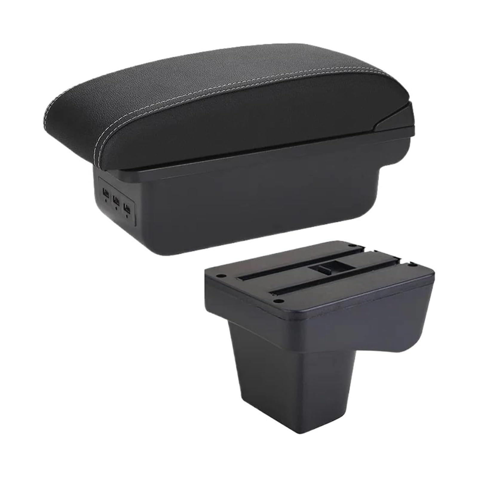 HCKCLMBMZW For Suzuki For Vitara Car Armrest Box Central Store Content Storage Arm Rest Modification Interior Retractable Leathe Car Armrest Center Console(B3 Black White 3usb)
