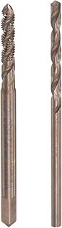 uxcell M2.5 x 0.45 Spiral Flute Tap and 2.1mm Twist Drill Bit Set, Metric M35 Cobalt High Speed Steel Machine Threading Screw Thread Tap Tool for Stainless Steel
