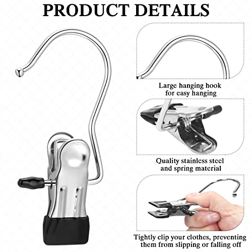 150 Pcs Boot Hangers Clips Laundry Hooks Hanging Stainless Steel Clothes Pins Portable Clip Hangers for Closet Travel Socks Pants Handbags Hats Towels (Black) by Yinder - Image 3