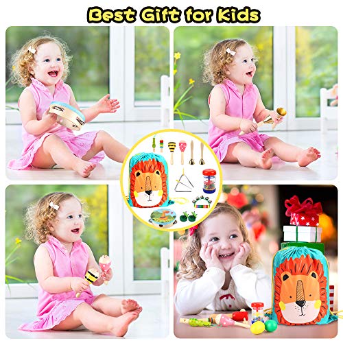 Kids Wooden Musical Percussion Instruments Sets, 23PCS 12 Types Multifunctional Percussion Instruments Toys with Carrying Bag Preschool Education Learning Musical Gifts for Toddlers Boys Girls