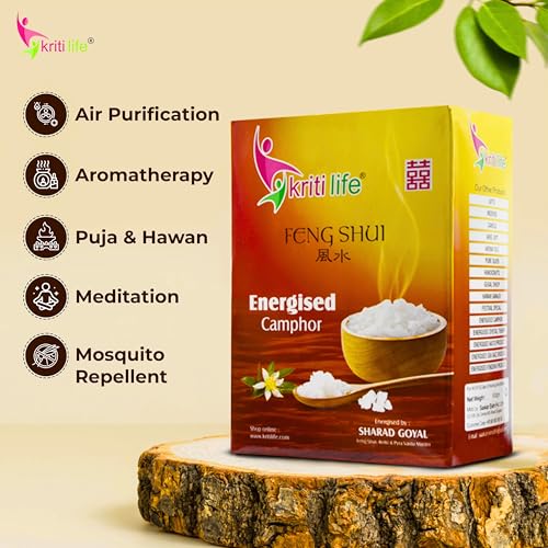 Image of Kriti Life Energised Camphor Feng Shui 500 Gram | Organic Pure White Kapoor for Pooja Hawan | Home Fragrance | Aromatherapy | Kapoor Dani & Diffuser Suitable