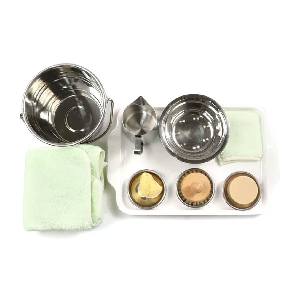 ttnmrc Montessori Table Washing Work Set - Practical Life Cleaning Kit, Complete Stainless Steel Table Washing Materials