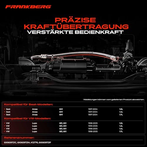 Frankberg Feststellbremse Seilzug Trommelbremse Hinten Links oder Rechts Kompatibel mit Arosa 6H1 1997-2004 L.u.p.o 6E1 6X1 1998-2005 Replace# 6X0609721F