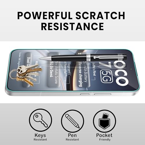 Image of ArmourPro Military Grade Gorilla Tempered Glass Compatible For Poco F7 (6.83 Inch) With Easy Installation Kit for Smartphone| Edge To Edge Coverage | Black, Pack of 2