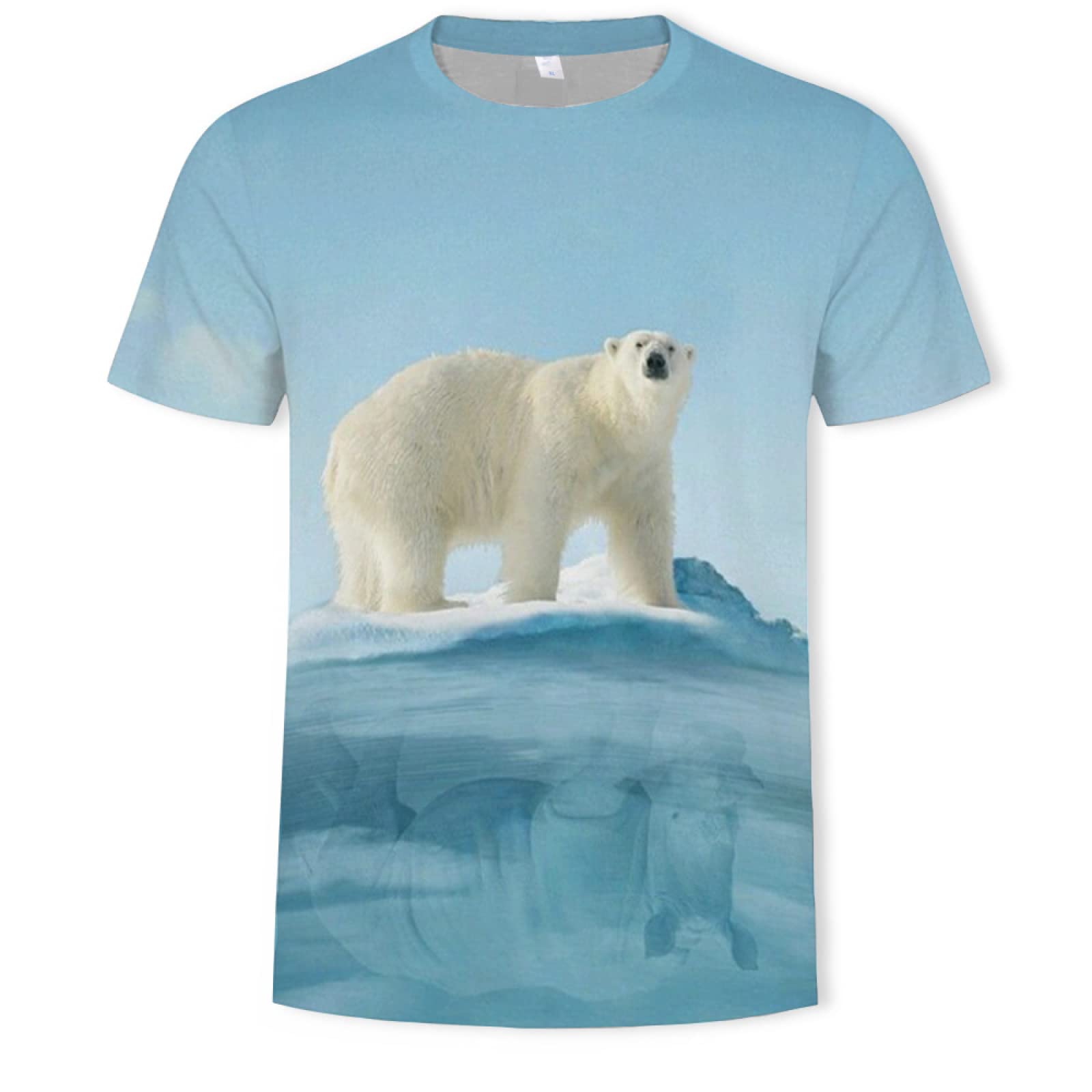 BdwtsvoksrkDigital Printing T-Shirt 3D T-Shirt Round Neck Short Sleeve Men'S And Women'S Tops,Animal Polar Bear