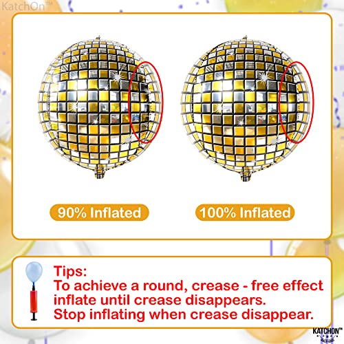Image of KatchOn, Gold and Silver Disco Ball Balloons - Big 22 Inch, Pack of 6 | 4D Sphere Balloons, Disco Party Decorations | 70s Party Disco Ball Decoration, Graduation Decorations 2026, Engagement Wedding