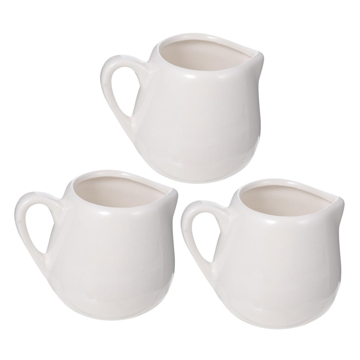BEBEMOKO 3pcs Sauce Spoon Creamer with Handle Honey Syrup Condiment Dispenser Creamer Jug Espresso Steaming Small Coffee Jug Coffee Creamer Pitcher Honey Serving Pitcher Milk Ceramics White