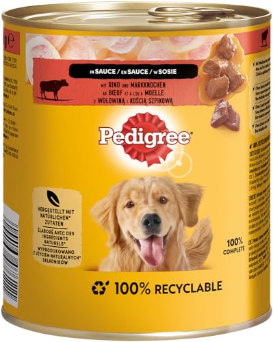 Pedigree Dose Rind und Markknochen in Sauce 12 x 800g, Hundefutter, Nassfutter, Dosenfutter