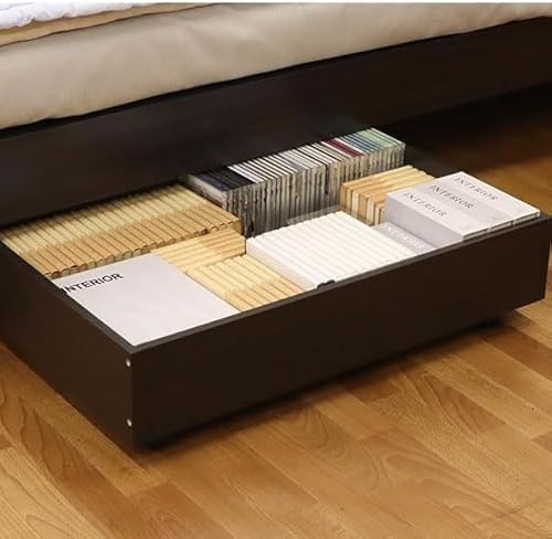 ベッド下収納 キャスター付き 木製ベッド下 収納ボックス ベッド下収納ボックス ベッド下 収納ラック ベッド下 収納ケース ベッド下 引き出し収納 シンプルでおしゃれ すきま収納 隙間収納 すき間収納 多機能 大容量 ダークブラウン
