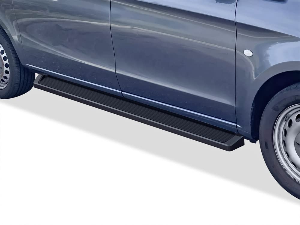 Running Boards 6in Matte Black Compatible with Mercedes-Benz Metris 2016-2023 Cargo Van 3-Door (Nerf Bars Side Steps Side Bars)