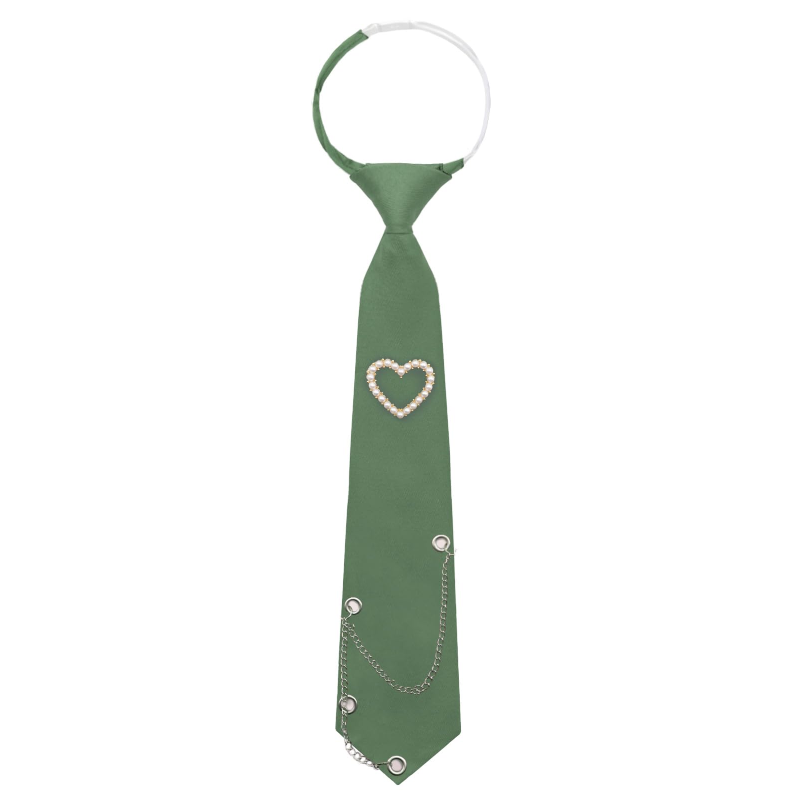 Womens Tie, Pre-tied Neck Ties with Artificial Pearls Accessory
