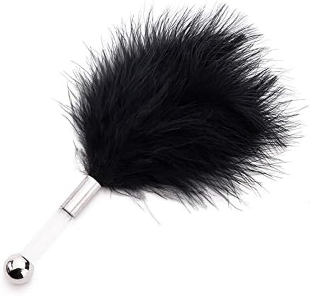 Accesorios de juego de herramientas de masaje de mango animado de plumas negras multifuncionales - por amor