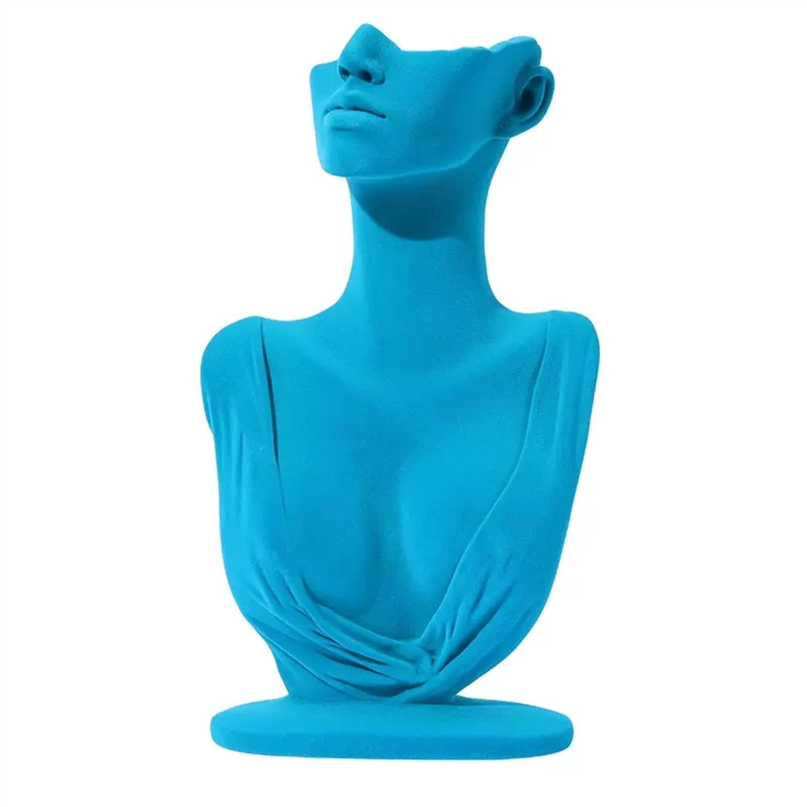 Gioielli Espositore Collana Gioielli Busto Display Holder Resina blu + Velluto Collana Ciondolo Catena Orecchino Gioielli Busto Mannequin Organizzatore Supporto Stand Gioielli Eremagliera Vetrina