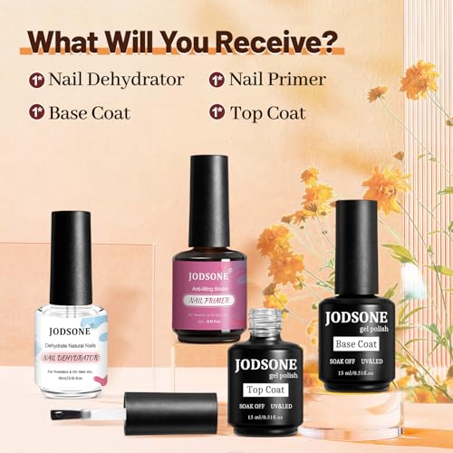 Jodsone JOD1-4SET-DPBT 15Ml Nail Primer Base Coat Top Coat Glossy Quick Drying Durable Diy Nail Art Design Long Lasting Gift thumb #1