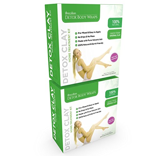 Brazilian Detox Clay Body Wraps Slimming Home Spa Treatment for Cellulite, Weight Loss, Stretch Marks | Natural, Purifying Detoxifier for Smooth, Toned Skin (10 Applications) (20 Applications)