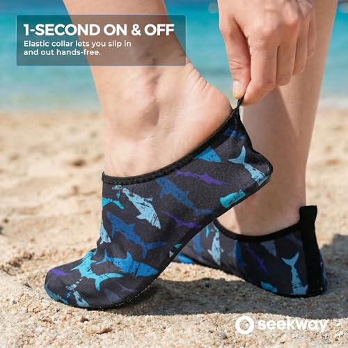 Image of SEEKWAY Water Shoes Women Men Adult Quick-Dry Aqua Socks Barefoot Non Slip for Beach Swim River Pool Lake surf Black SK002(U)