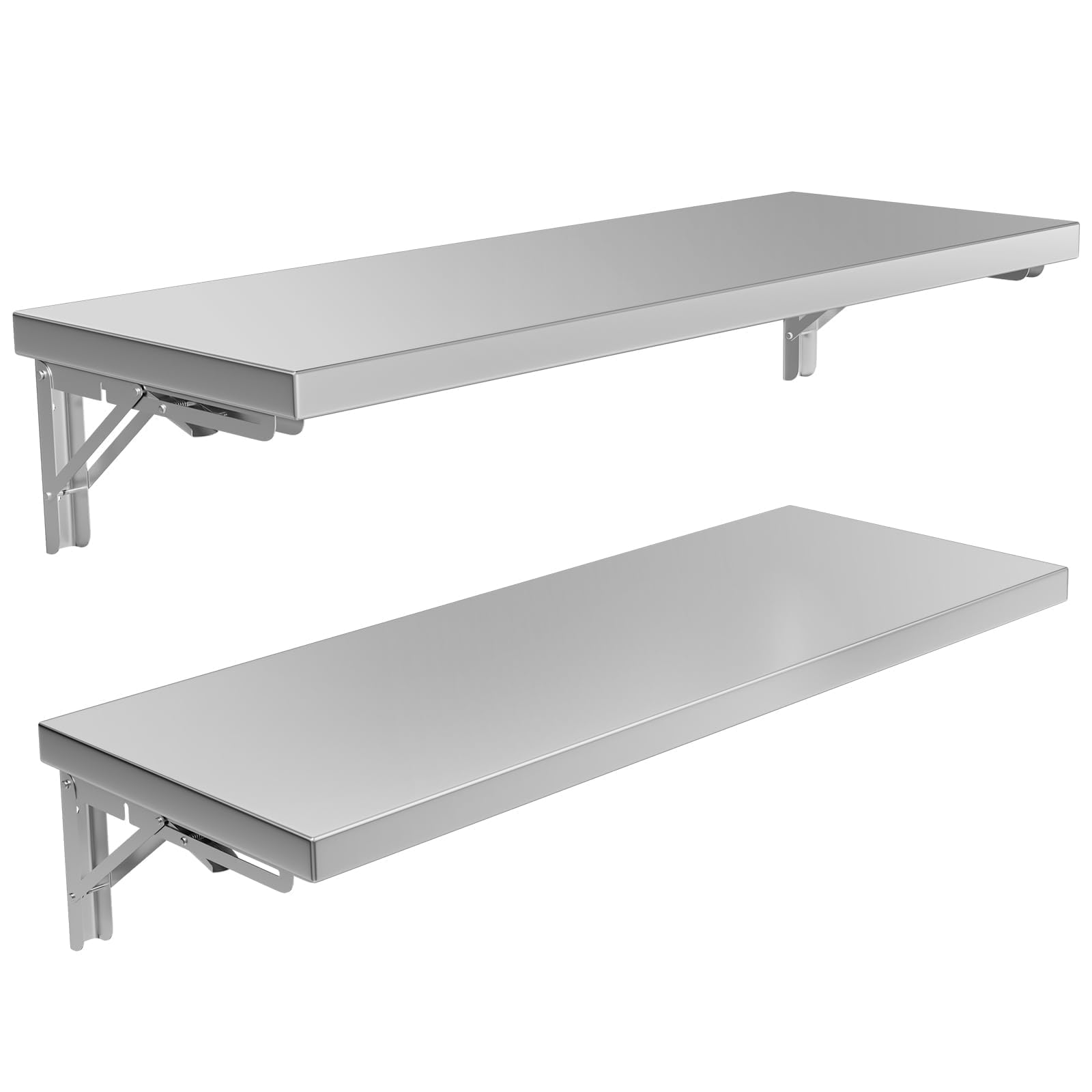 TAIMIKO Estante plegable de acero inoxidable (100 cm, 2 piezas) - 50 kg montado en la pared para cocinas comerciales, camiones de alimentos, ventanas de remolque, restaurantes, lavandería y cuartos de
