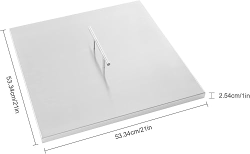 Miniatura 4 de Cubierta para hoguera de acero inoxidable, 21 x 21 pulgadas, cubierta para quemador de hoguera de 0.047 in de grosor con asa, para quemador de