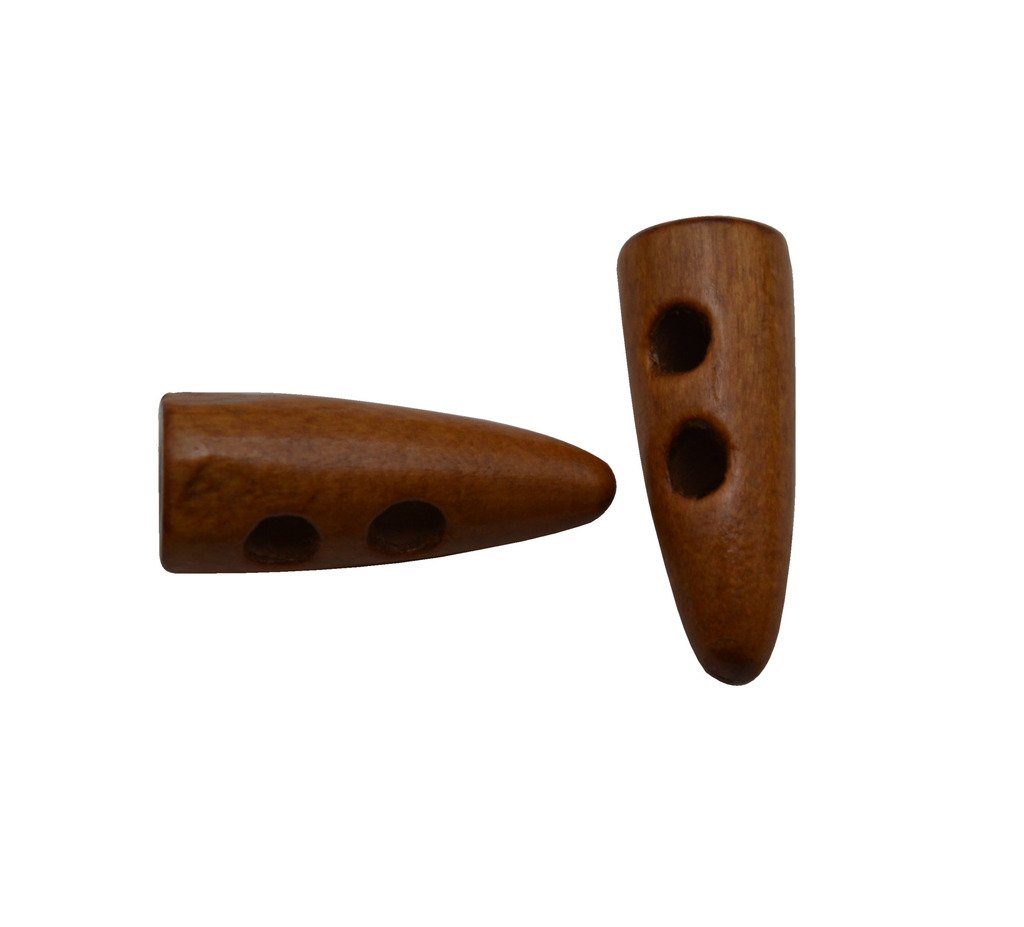 Yongshida Light Brown 20mm X 8mm Horn Shape 2 Holes Scrapbooking Sewing Toggle Wood Buttons Pack of 20